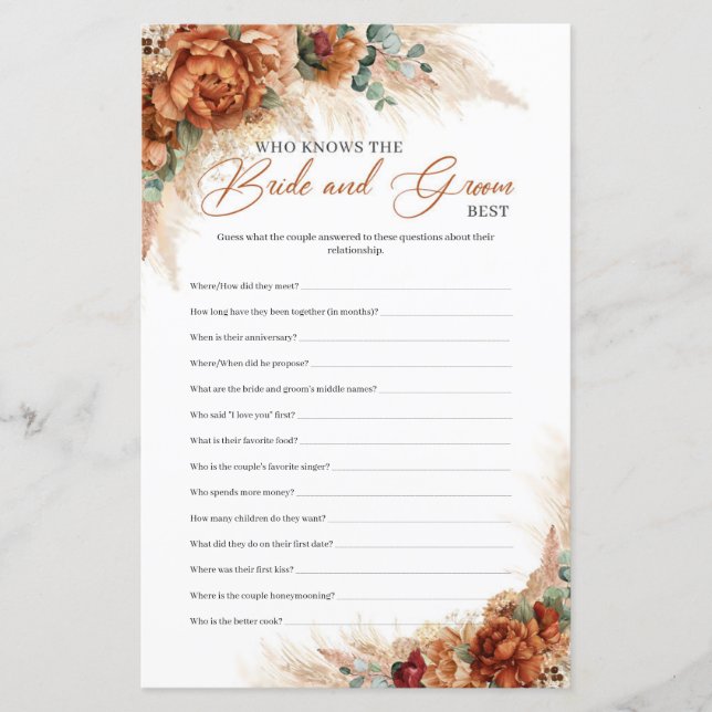 Terracotta Who Knows the bride and groom Best (Front)