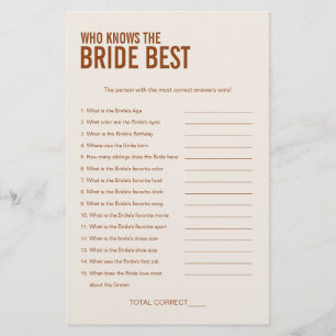 Terracotta Who Knows The Bride Bridal Shower Game