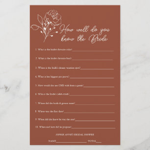 Terracotta Who Knows The Bride Bridal Shower Game