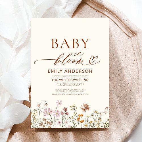 Wildflower Terracotta Floral or wildflower baby shower invitation