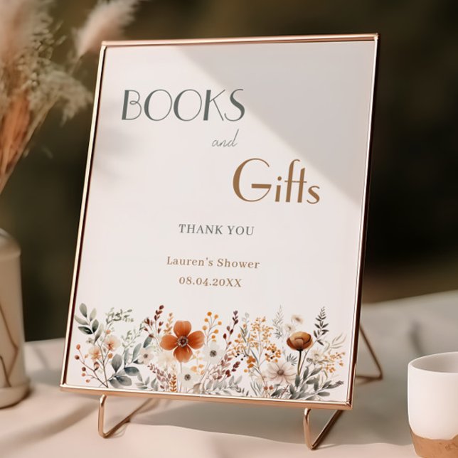 Terracotta Wildflower Baby Shower Books and Gifts Poster (Creator Uploaded)