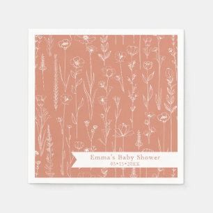 Terracotta Wildflower Baby Shower   Floral Pattern Napkins