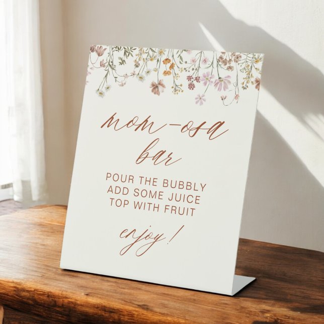 Terracotta Wildflower Baby Shower Mom-Osa Bar Pedestal Sign (Creator Uploaded)