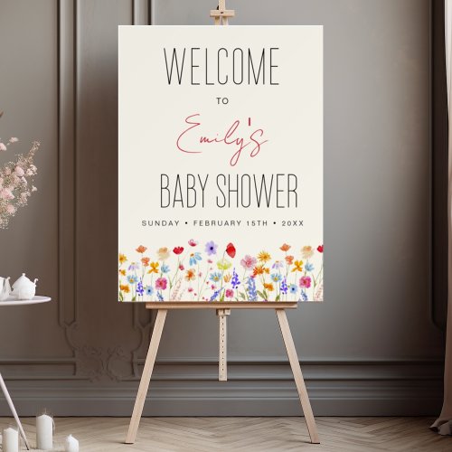 Terracotta Wildflower Baby Shower Welcome Sign