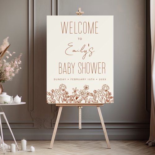 Terracotta Wildflower Baby Shower Welcome Sign
