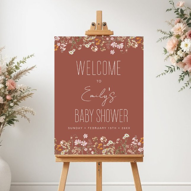 Terracotta Wildflower Baby Shower Welcome Sign (Creator Uploaded)