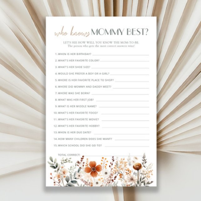 Terracotta Wildflower Baby Shower Who Knows Mommy (Creator Uploaded)