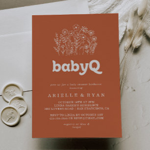 Terracotta Wildflower BabyQ Baby Shower Barbecue Invitation