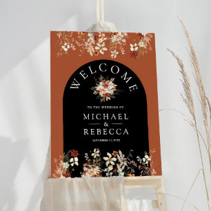Terracotta Wildflower Black Wedding Welcome Sign