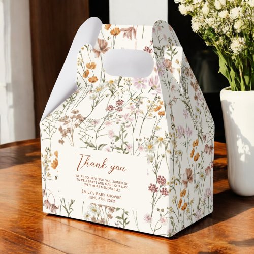 Terracotta Wildflower Boho Baby in Bloom Garden Favor Boxes by Pretty Girly Designs