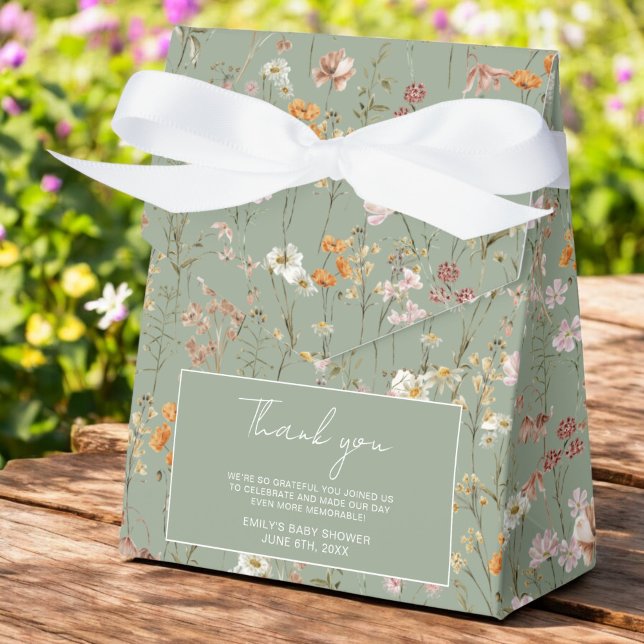 Terracotta Wildflower Boho Baby In Bloom Garden Favor Boxes (Creator Uploaded)