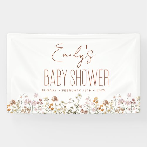 Terracotta Wildflower Boho Baby Shower Banner by Pretty Girly Designs