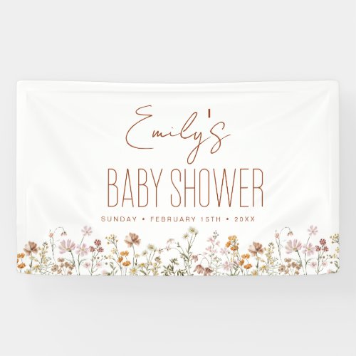 Terracotta Wildflower Boho Baby Shower Banner