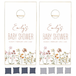Terracotta Wildflower Boho Baby Shower In Bloom Cornhole Set