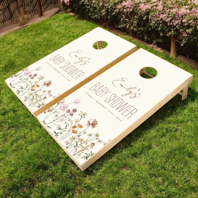 Terracotta Wildflower Boho Baby Shower In Bloom Cornhole Set (Creator Uploaded)