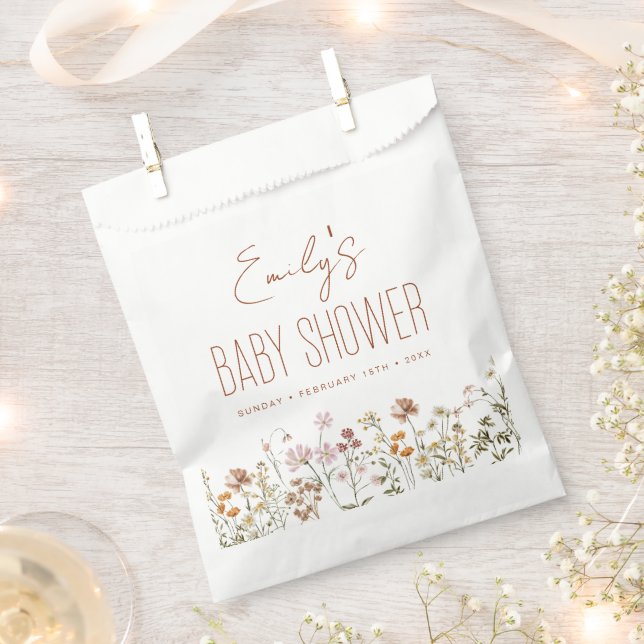 Terracotta Wildflower Boho Baby Shower In Bloom Favor Bag (Clipped)
