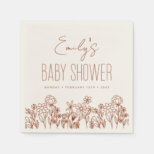 Terracotta Wildflower Boho Baby Shower In Bloom Napkins