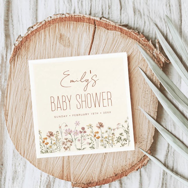 Terracotta Wildflower Boho Baby Shower In Bloom Napkins (Creator Uploaded)