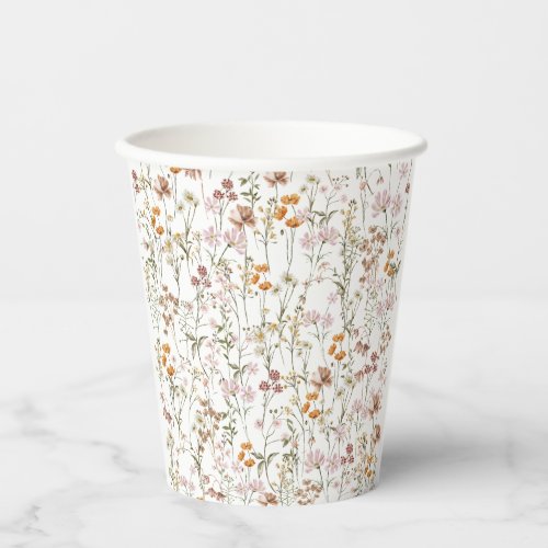 Terracotta Wildflower Boho Baby Shower In Bloom Paper Cups