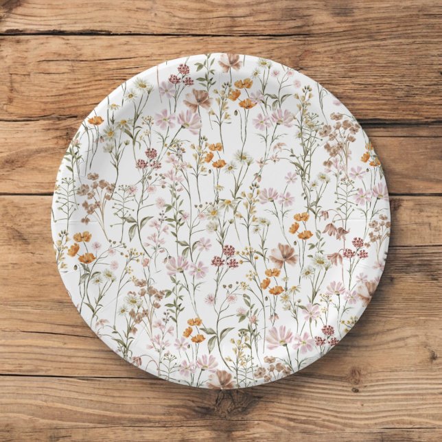 Terracotta Wildflower Boho Baby Shower In Bloom Paper Plates (Creator Uploaded)