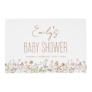 Terracotta Wildflower Boho Baby Shower In Bloom Placemat