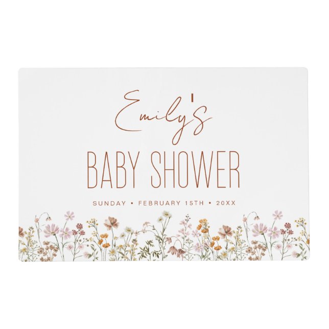 Terracotta Wildflower Boho Baby Shower In Bloom Placemat (Front)