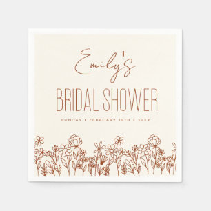 Terracotta Wildflower Boho Bridal Shower Floral Napkins
