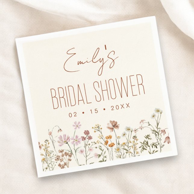 Terracotta Wildflower Boho Bridal Shower In Bloom Napkins (Creator Uploaded)