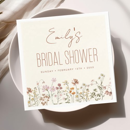 Terracotta Wildflower Boho Bridal Shower In Bloom Napkins