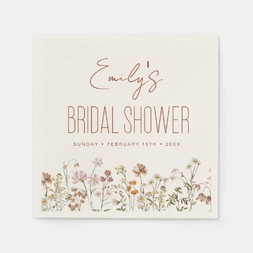 Terracotta Wildflower Boho Bridal Shower In Bloom  Napkins