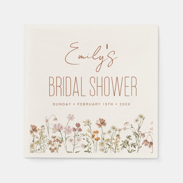 Terracotta Wildflower Boho Bridal Shower In Bloom  Napkins (Front)