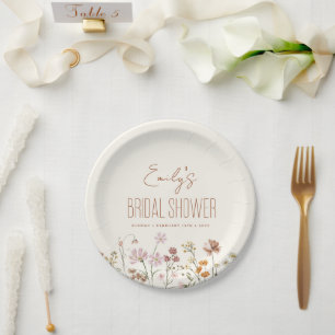 Terracotta Wildflower Boho Bridal Shower In Bloom  Paper Plates