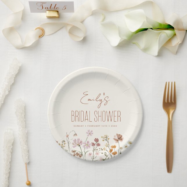 Terracotta Wildflower Boho Bridal Shower In Bloom  Paper Plates (Wedding)