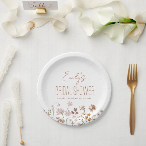 Terracotta Wildflower Boho Bridal Shower In Bloom Paper Plates