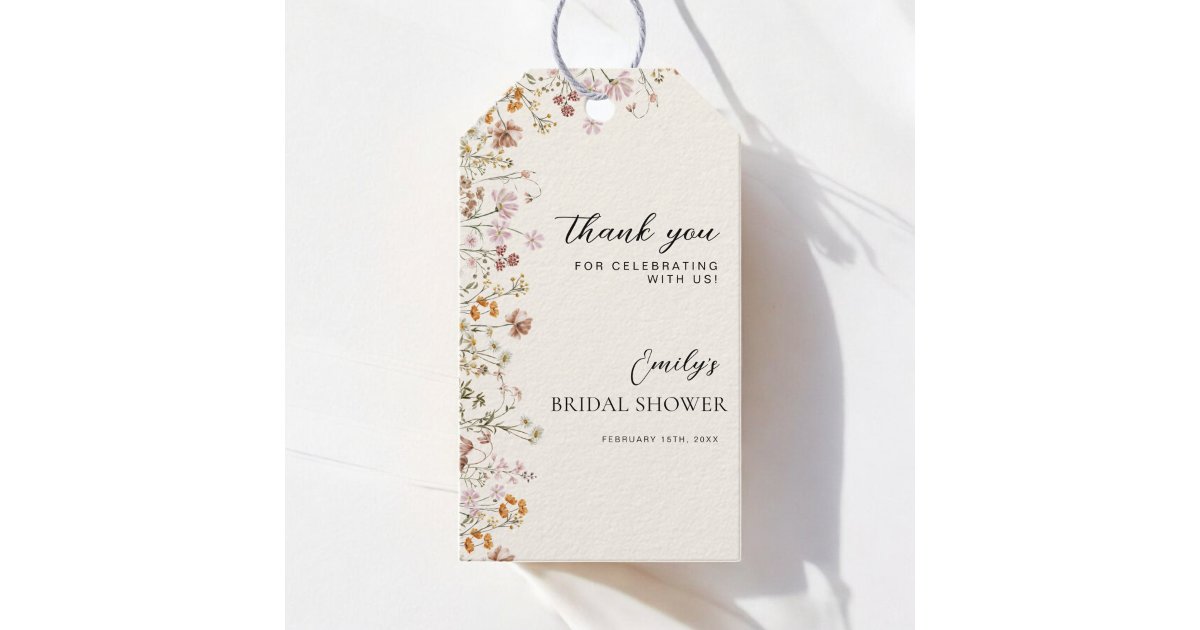 Terracotta Wildflower Boho Bridal Shower Thank You Gift Tags | Zazzle