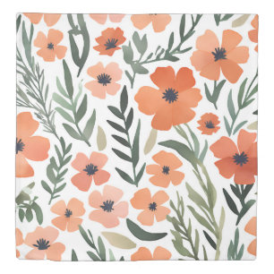 Terracotta Wildflower Boho Rustic Bedding Duvet Cover