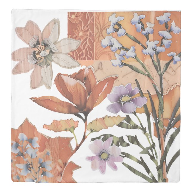 Terracotta Wildflower Boho Rustic Bedding Duvet Cover (Front)