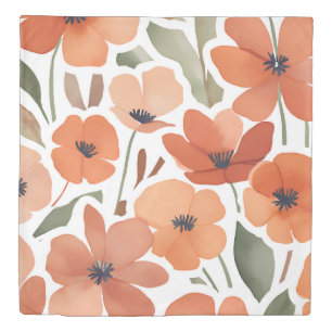 Terracotta Wildflower Boho Rustic Bedding Duvet Cover