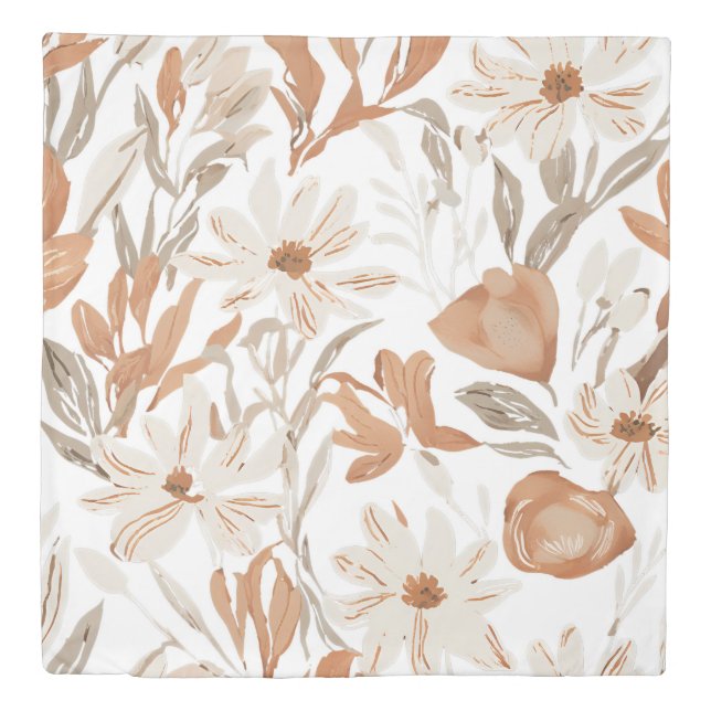 Terracotta Wildflower Boho Rustic Bedding Duvet Cover (Front)