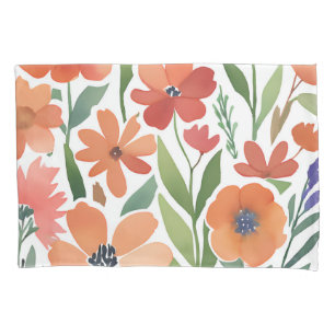 Terracotta Wildflower Boho Rustic Bedroom Decor  Pillow Case