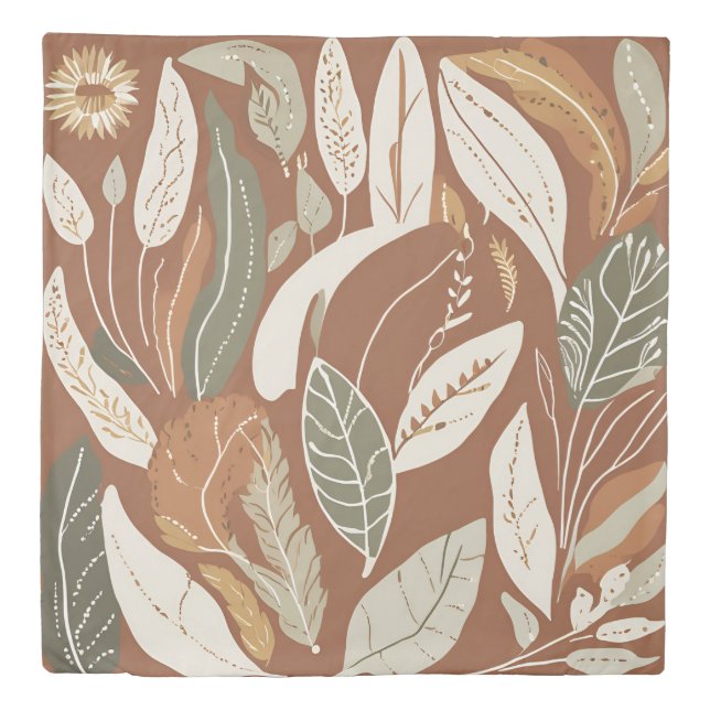 Terracotta Wildflower Boho Rustic Eclectic Style Duvet Cover (Front)