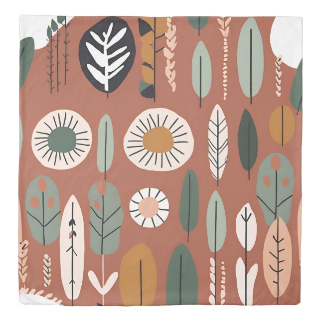 Terracotta Wildflower Boho Rustic Eclectic Style Duvet Cover (Front)