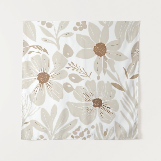Terracotta Wildflower Boho Rustic Eclectic Wall Tapestry (Front)