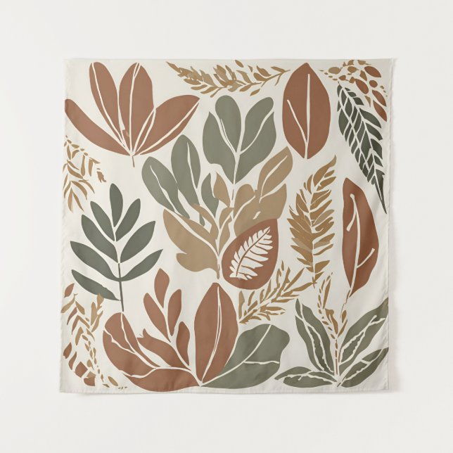 Terracotta Wildflower Boho Rustic Eclectic Wall  Tapestry (Front)