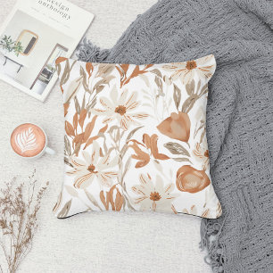 Terracotta Wildflower Boho Rustic Spring Accent Throw Pillow