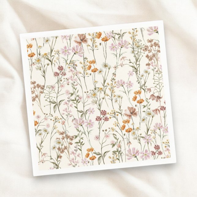 Terracotta Wildflower Boho Wedding In Bloom Garden Napkins (Creator Uploaded)