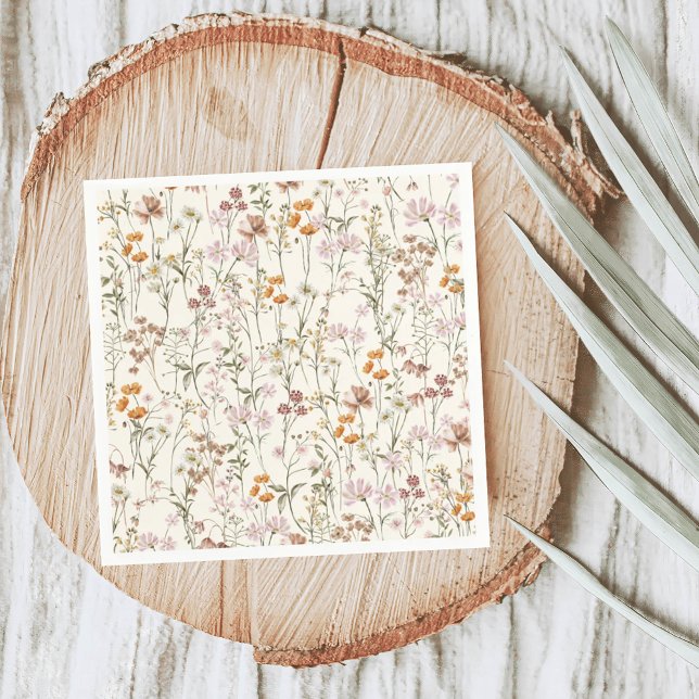 Terracotta Wildflower Boho Wedding In Bloom Garden Napkins (Creator Uploaded)