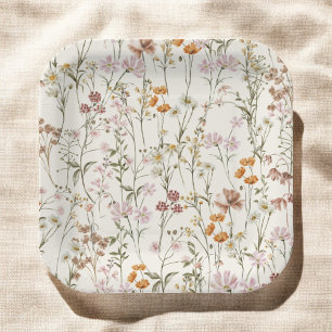 Terracotta Wildflower Boho Wedding In Bloom Garden Paper Plates