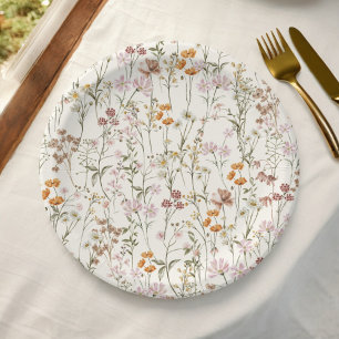 Terracotta Wildflower Boho Wedding In Bloom Garden Paper Plates