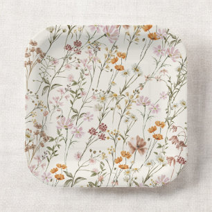 Terracotta Wildflower Boho Wedding In Bloom Garden Paper Plates